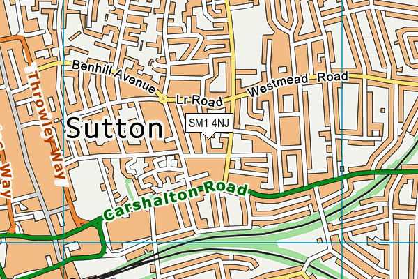 SM1 4NJ map - OS VectorMap District (Ordnance Survey)