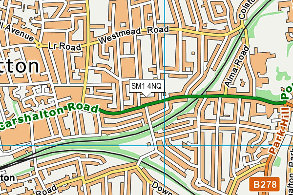 SM1 4NQ map - OS VectorMap District (Ordnance Survey)