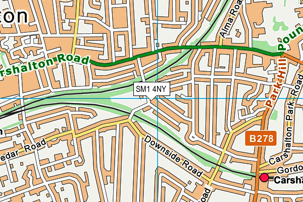 SM1 4NY map - OS VectorMap District (Ordnance Survey)