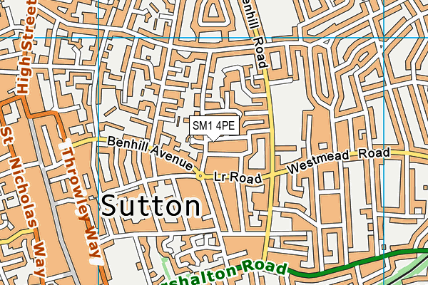 SM1 4PE map - OS VectorMap District (Ordnance Survey)