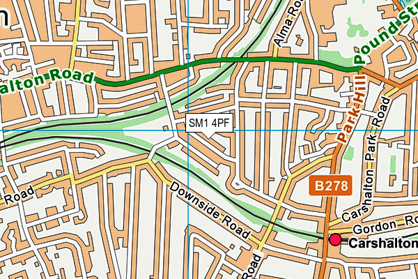 SM1 4PF map - OS VectorMap District (Ordnance Survey)