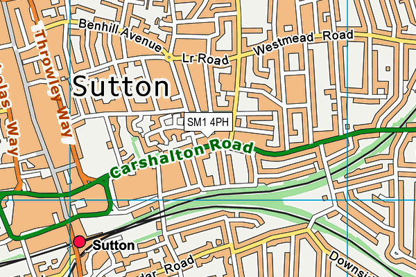 SM1 4PH map - OS VectorMap District (Ordnance Survey)