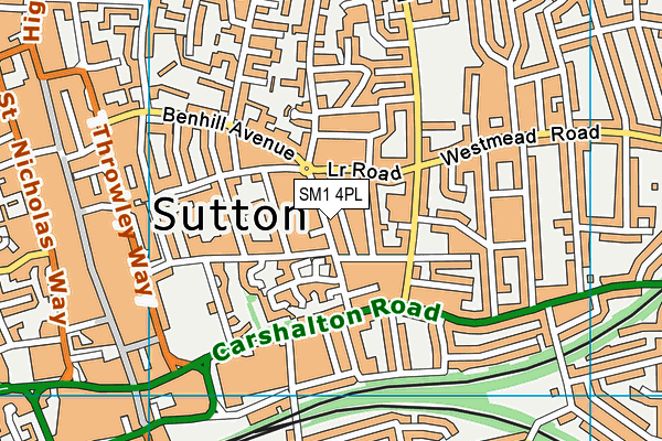 SM1 4PL map - OS VectorMap District (Ordnance Survey)