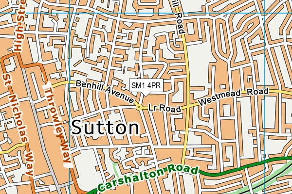 SM1 4PR map - OS VectorMap District (Ordnance Survey)