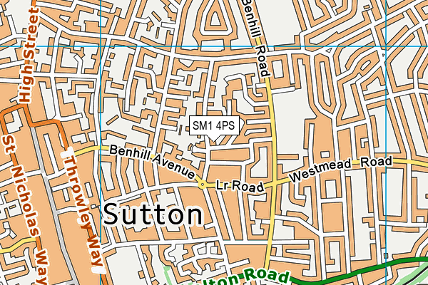 SM1 4PS map - OS VectorMap District (Ordnance Survey)