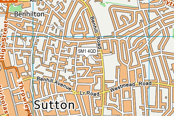 SM1 4QD map - OS VectorMap District (Ordnance Survey)