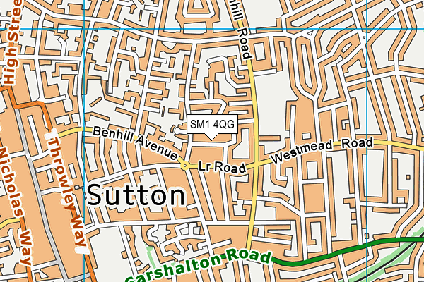 SM1 4QG map - OS VectorMap District (Ordnance Survey)