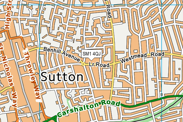 SM1 4QJ map - OS VectorMap District (Ordnance Survey)