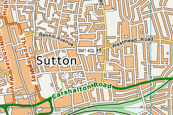 SM1 4QL map - OS VectorMap District (Ordnance Survey)