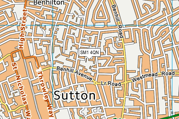 SM1 4QN map - OS VectorMap District (Ordnance Survey)