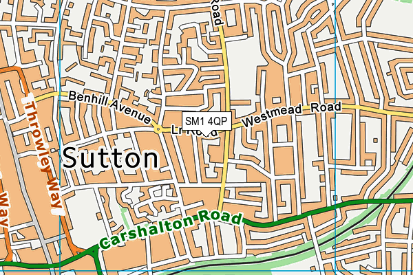 SM1 4QP map - OS VectorMap District (Ordnance Survey)