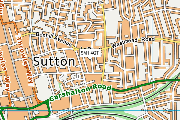 SM1 4QT map - OS VectorMap District (Ordnance Survey)