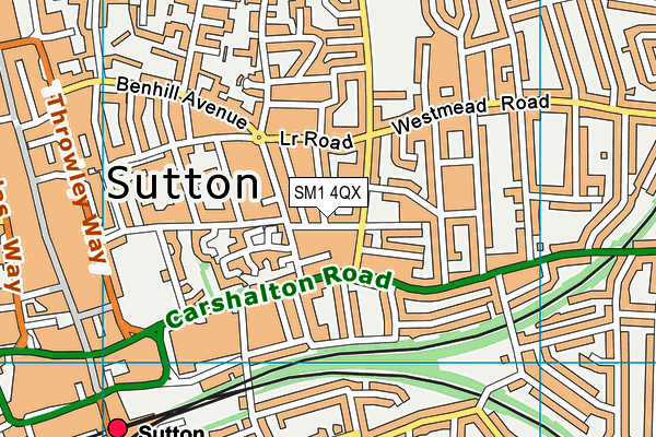 SM1 4QX map - OS VectorMap District (Ordnance Survey)