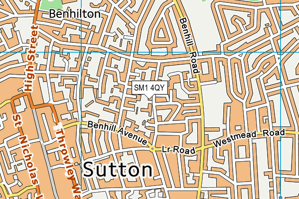 SM1 4QY map - OS VectorMap District (Ordnance Survey)