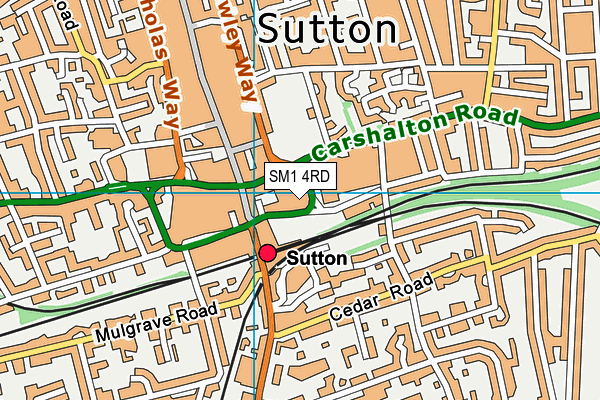 SM1 4RD map - OS VectorMap District (Ordnance Survey)