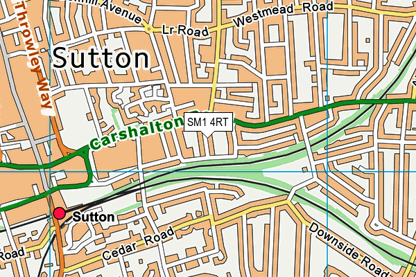 SM1 4RT map - OS VectorMap District (Ordnance Survey)