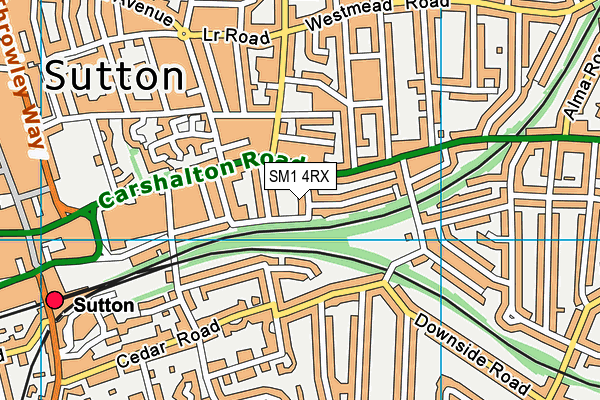 SM1 4RX map - OS VectorMap District (Ordnance Survey)