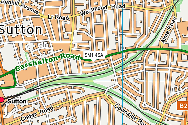 SM1 4SA map - OS VectorMap District (Ordnance Survey)