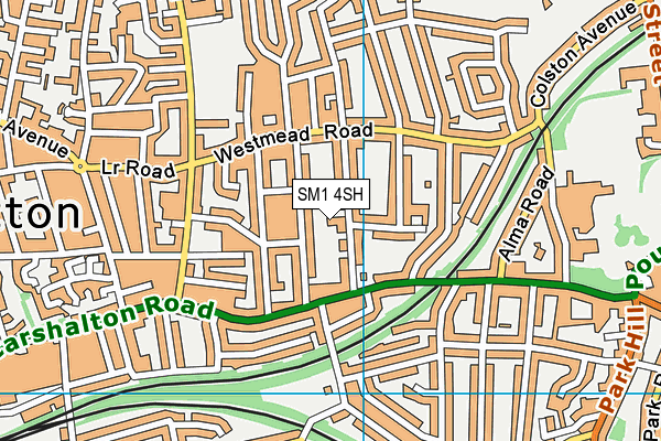 SM1 4SH map - OS VectorMap District (Ordnance Survey)