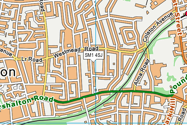 SM1 4SJ map - OS VectorMap District (Ordnance Survey)