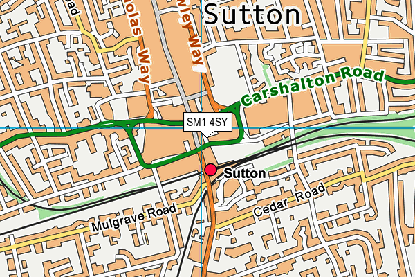 SM1 4SY map - OS VectorMap District (Ordnance Survey)