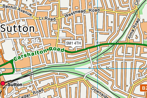 SM1 4TH map - OS VectorMap District (Ordnance Survey)