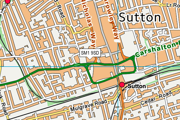 SM1 9SD map - OS VectorMap District (Ordnance Survey)