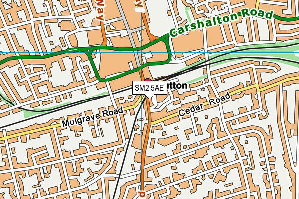 SM2 5AE map - OS VectorMap District (Ordnance Survey)