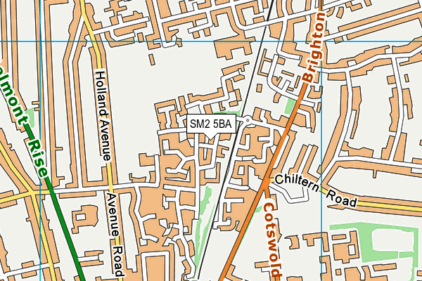 SM2 5BA map - OS VectorMap District (Ordnance Survey)