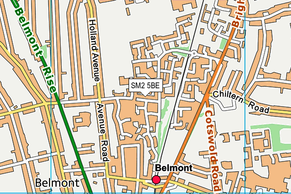 SM2 5BE map - OS VectorMap District (Ordnance Survey)