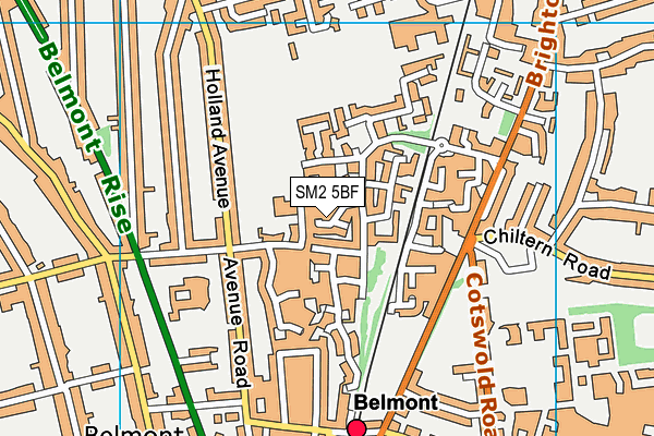 SM2 5BF map - OS VectorMap District (Ordnance Survey)