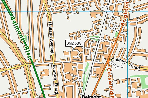 SM2 5BG map - OS VectorMap District (Ordnance Survey)