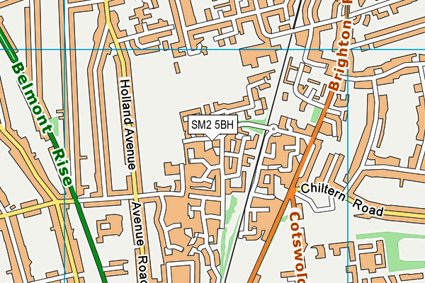 SM2 5BH map - OS VectorMap District (Ordnance Survey)