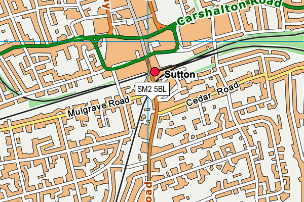 SM2 5BL map - OS VectorMap District (Ordnance Survey)