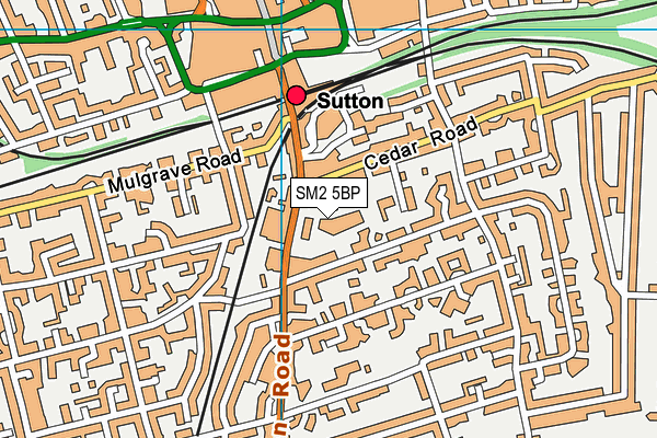 SM2 5BP map - OS VectorMap District (Ordnance Survey)