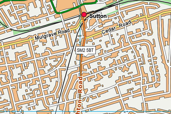 SM2 5BT map - OS VectorMap District (Ordnance Survey)