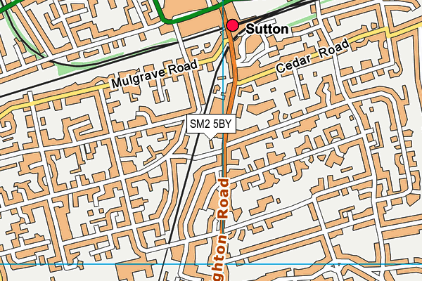 SM2 5BY map - OS VectorMap District (Ordnance Survey)