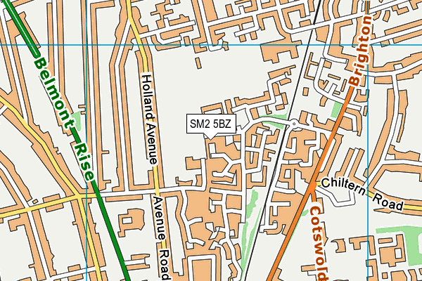 SM2 5BZ map - OS VectorMap District (Ordnance Survey)