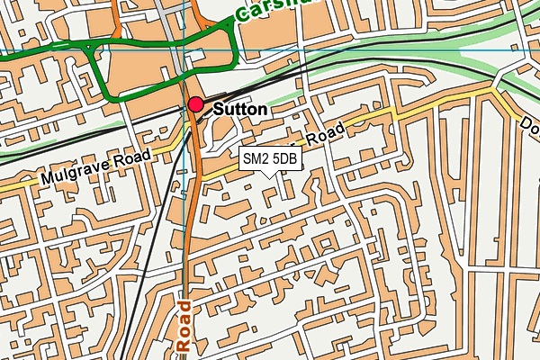 SM2 5DB map - OS VectorMap District (Ordnance Survey)