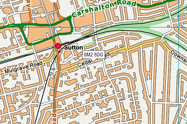 SM2 5DG map - OS VectorMap District (Ordnance Survey)