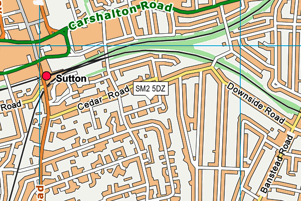 SM2 5DZ map - OS VectorMap District (Ordnance Survey)