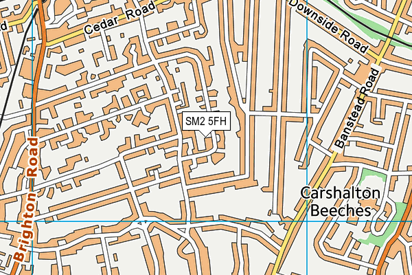 SM2 5FH map - OS VectorMap District (Ordnance Survey)