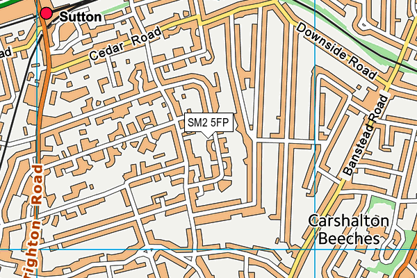 SM2 5FP map - OS VectorMap District (Ordnance Survey)