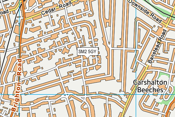 SM2 5GY map - OS VectorMap District (Ordnance Survey)