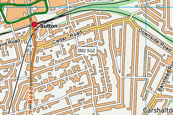 SM2 5GZ map - OS VectorMap District (Ordnance Survey)