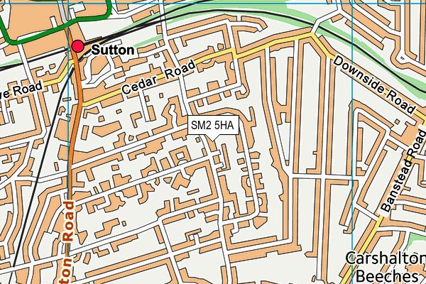 SM2 5HA map - OS VectorMap District (Ordnance Survey)
