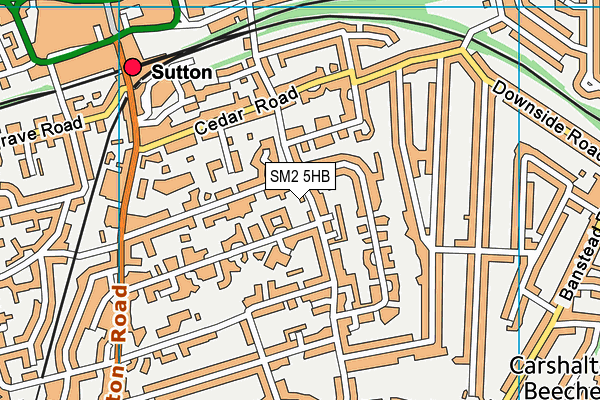 SM2 5HB map - OS VectorMap District (Ordnance Survey)