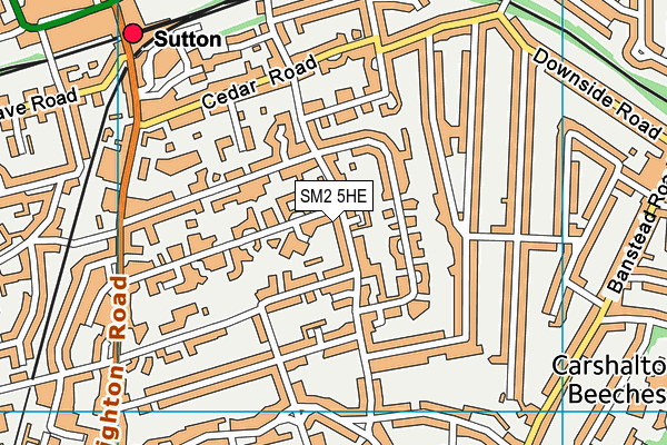 SM2 5HE map - OS VectorMap District (Ordnance Survey)