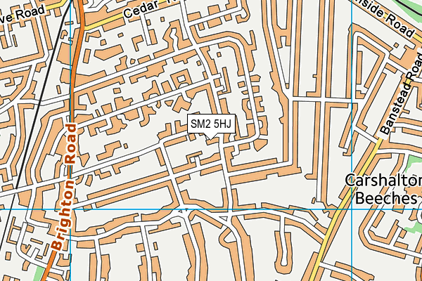 SM2 5HJ map - OS VectorMap District (Ordnance Survey)