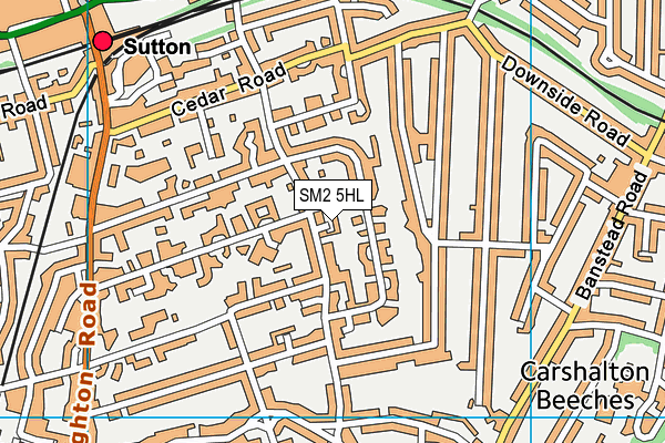 SM2 5HL map - OS VectorMap District (Ordnance Survey)